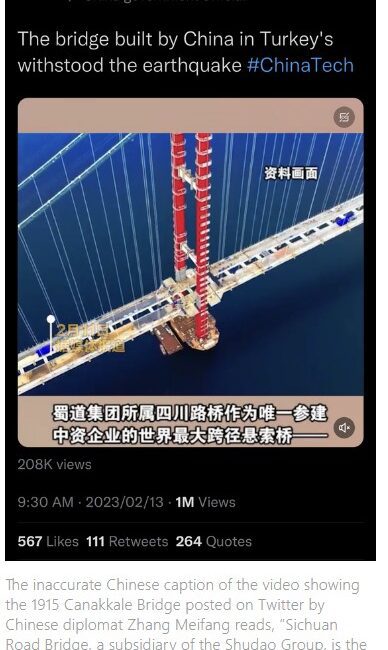 Chinese diplomat deletes inaccurate post about bridge in Turkey 中国外交官删除有关土耳其桥梁的不准确帖子 China steal everything from the World 中国偷走了世界所有的东西