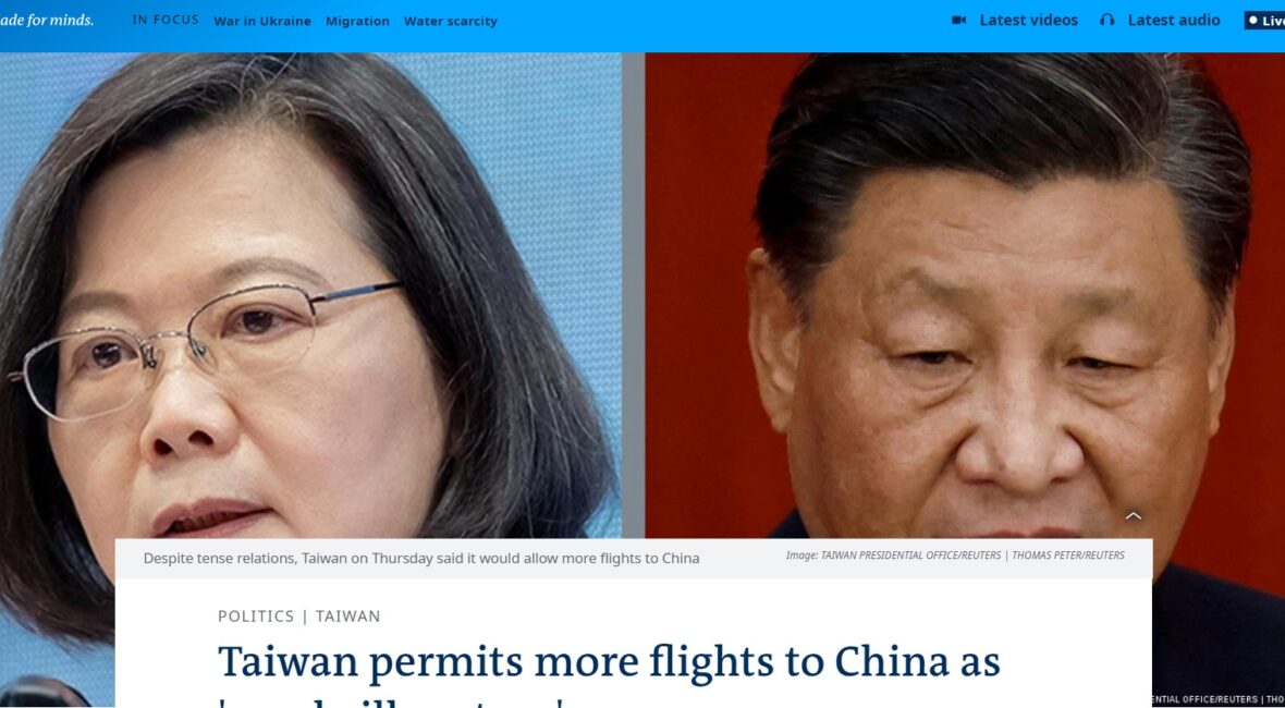 Taiwan permits more flights to China as ‘goodwill gesture’ 台湾允许更多航班飞往中国,以示”善意”