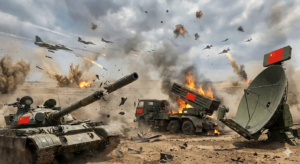 China’s military weapon show it’s quality to the world. 中国的军事武器向世界展示了其质量。made by China 中国制造的致命建筑